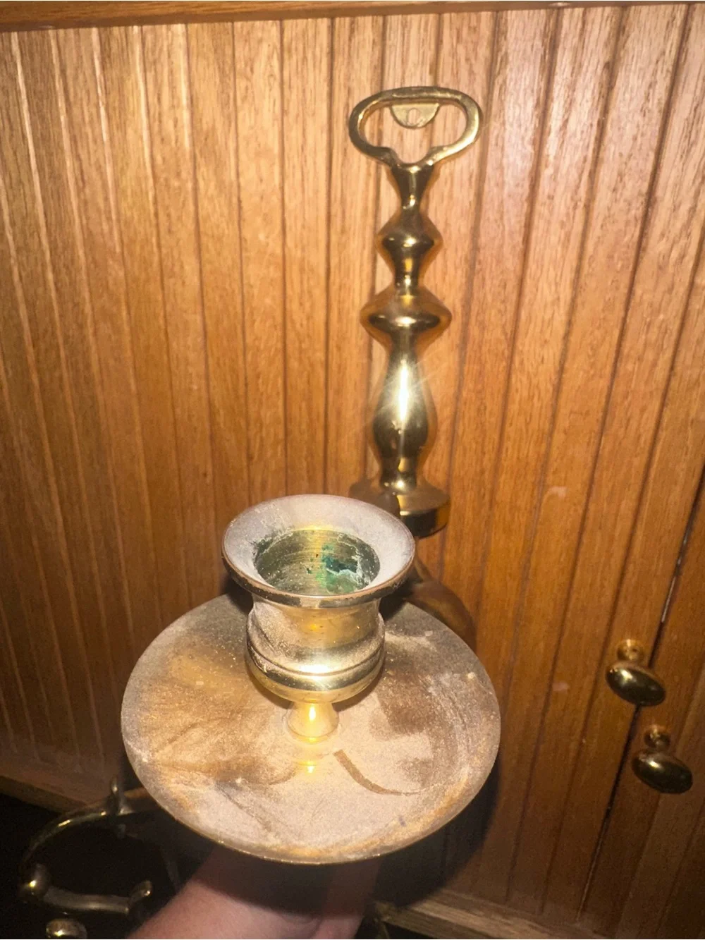 Pair of Vintage Brass Candle Sconces - Polished Gold Tone